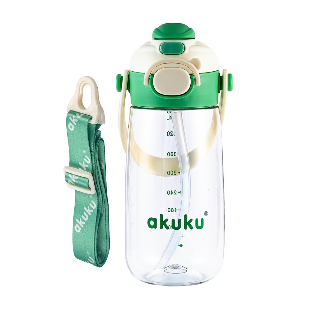 Akuku gertuvė su šiaudeliu 480ml pilkas žalia A0724 1 Akuku gertuvė su šiaudeliu 480ml pilkas žalia A0724 1