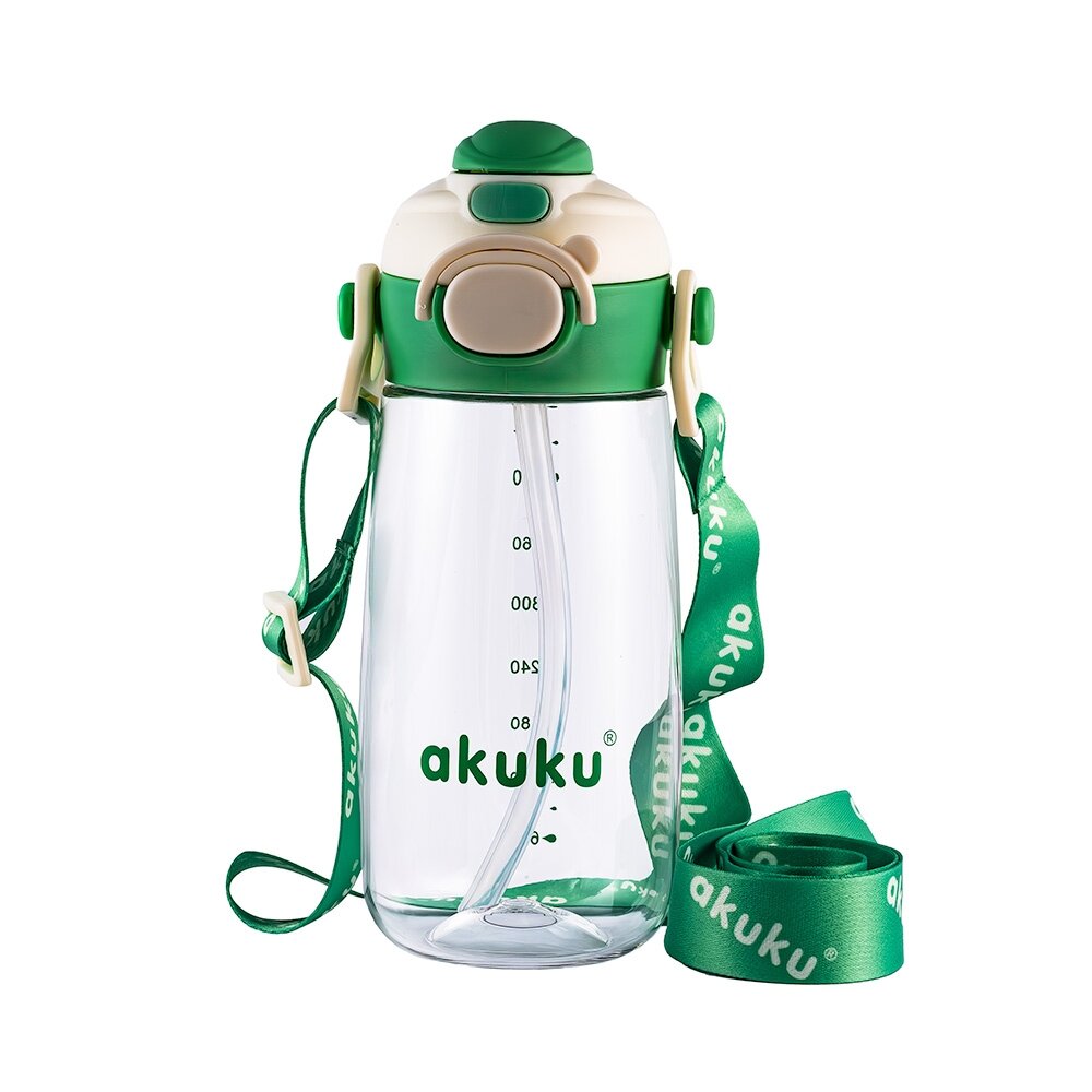 Akuku gertuvė su šiaudeliu 480ml pilkas žalia A0724 2 Akuku gertuvė su šiaudeliu 480ml pilkas žalia A0724 2
