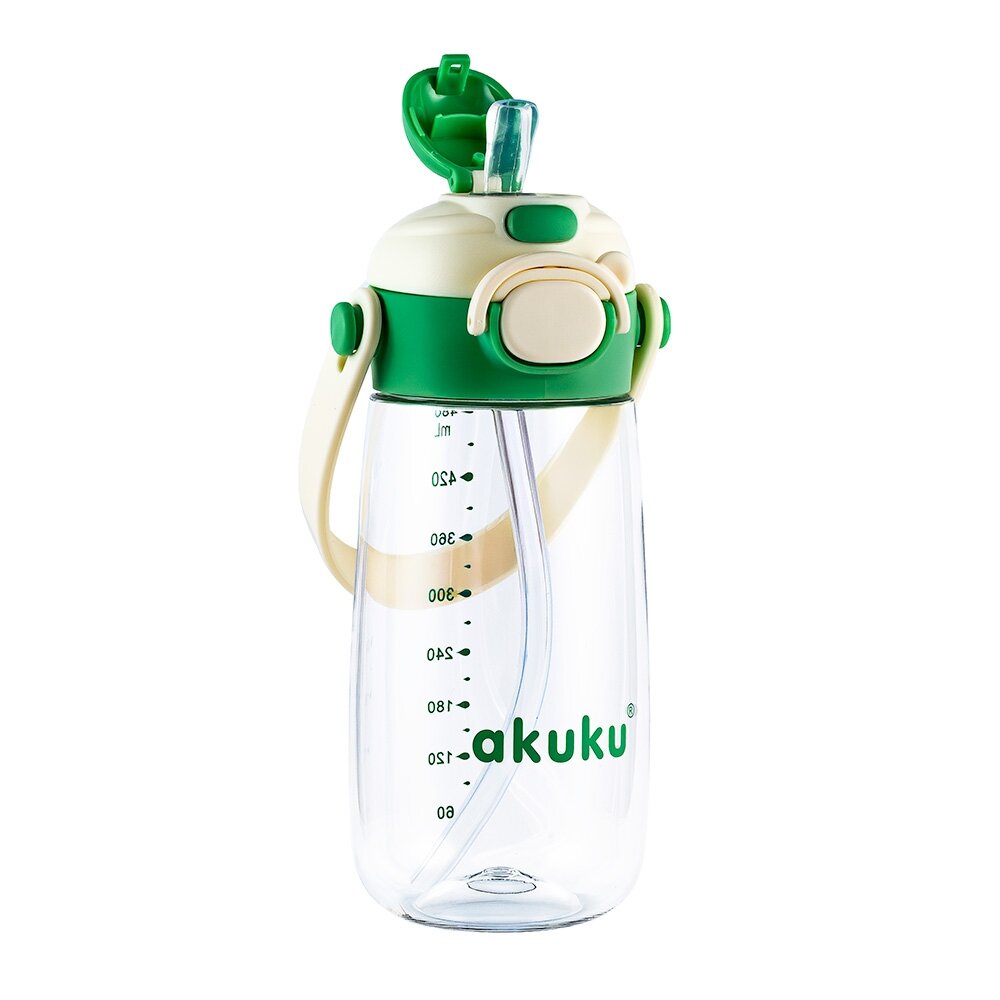 Akuku gertuvė su šiaudeliu 480ml pilkas žalia A0724 4