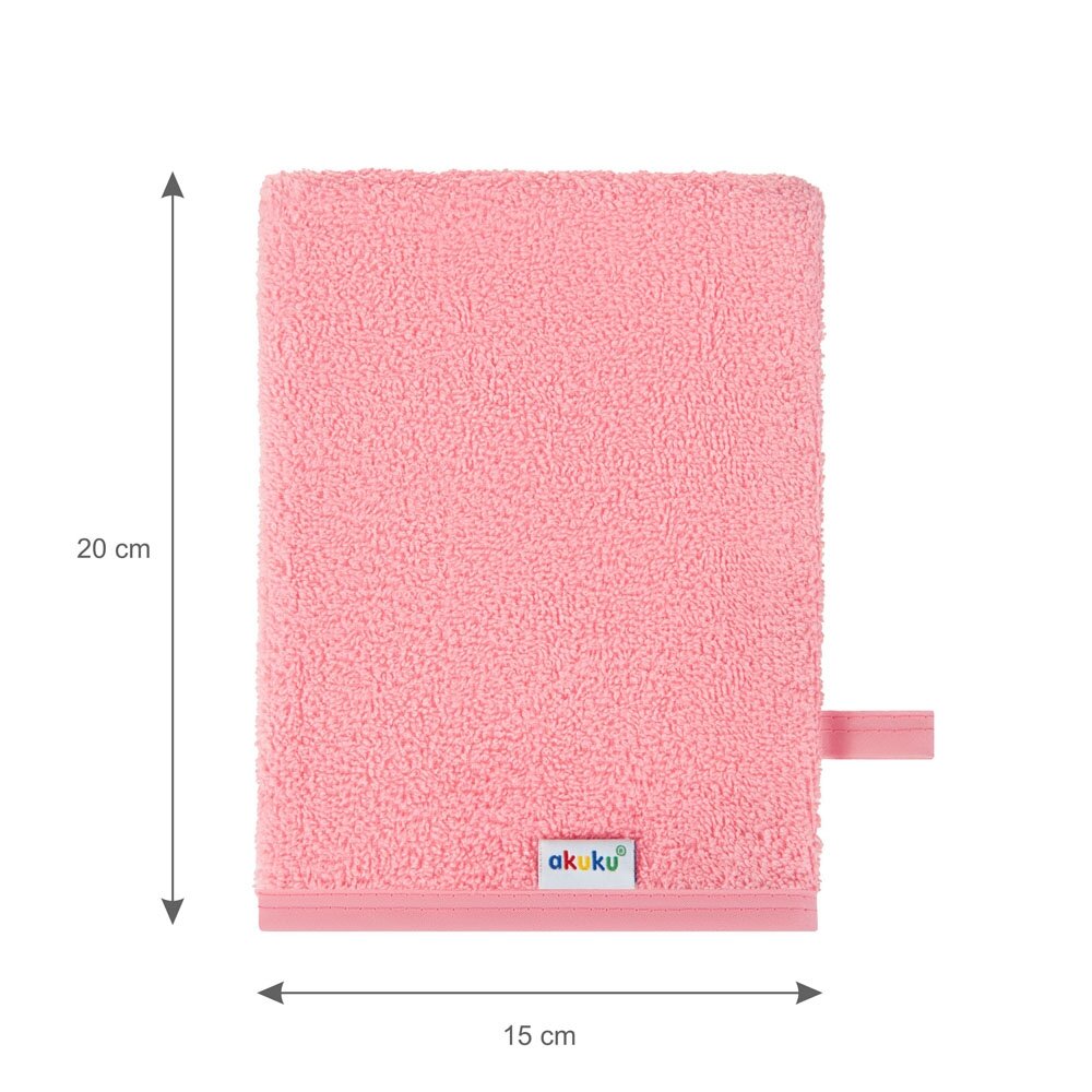 Akuku pirštinė vaiko maudymui 15 x 20 cm medvilninė rožinė A0721 4 Akuku pirštinė vaiko maudymui 15 x 20 cm medvilninė rožinė A0721 4