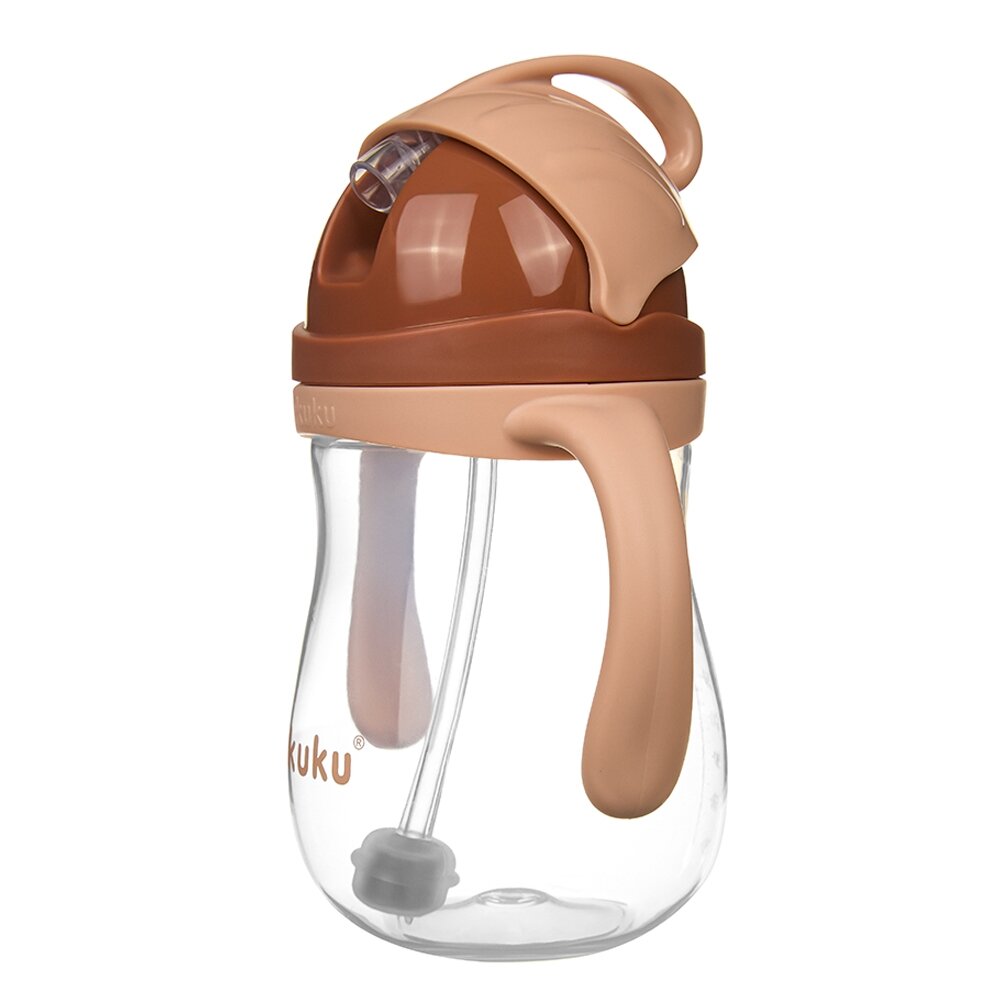 Akuku puodelis su šiaudeliu 280ml rudas A0729 1