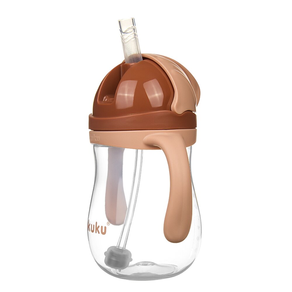 Akuku puodelis su šiaudeliu 280ml rudas A0729 2
