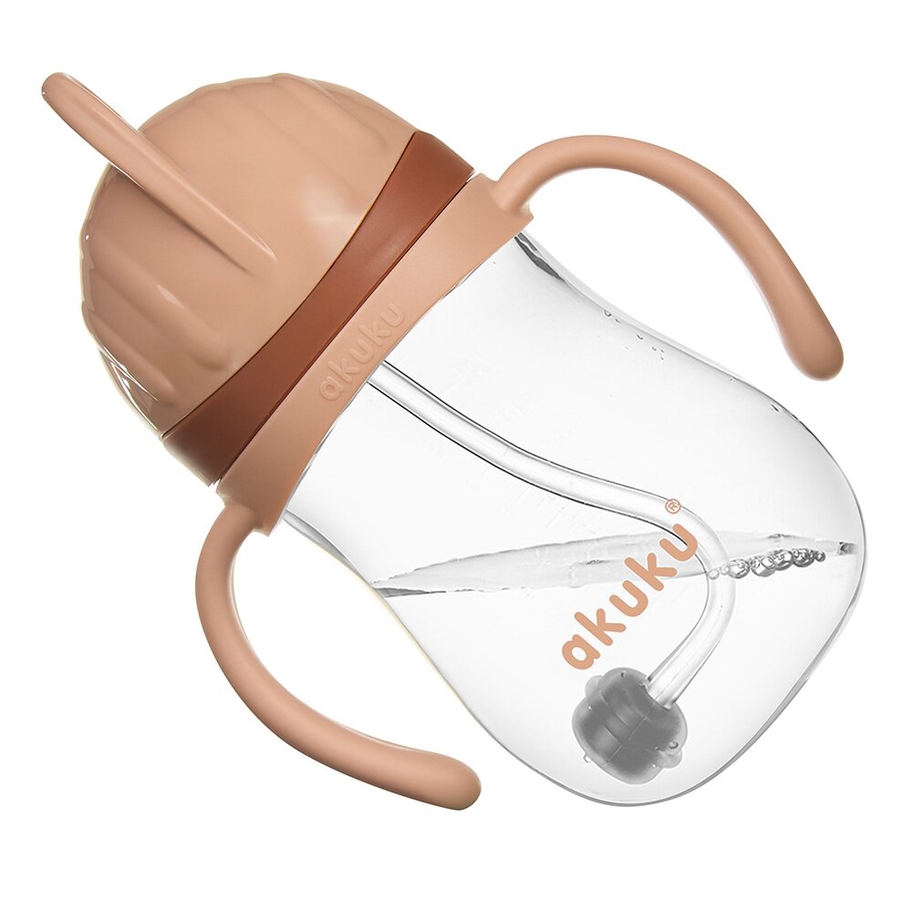 Akuku puodelis su šiaudeliu 280ml rudas A0729 4