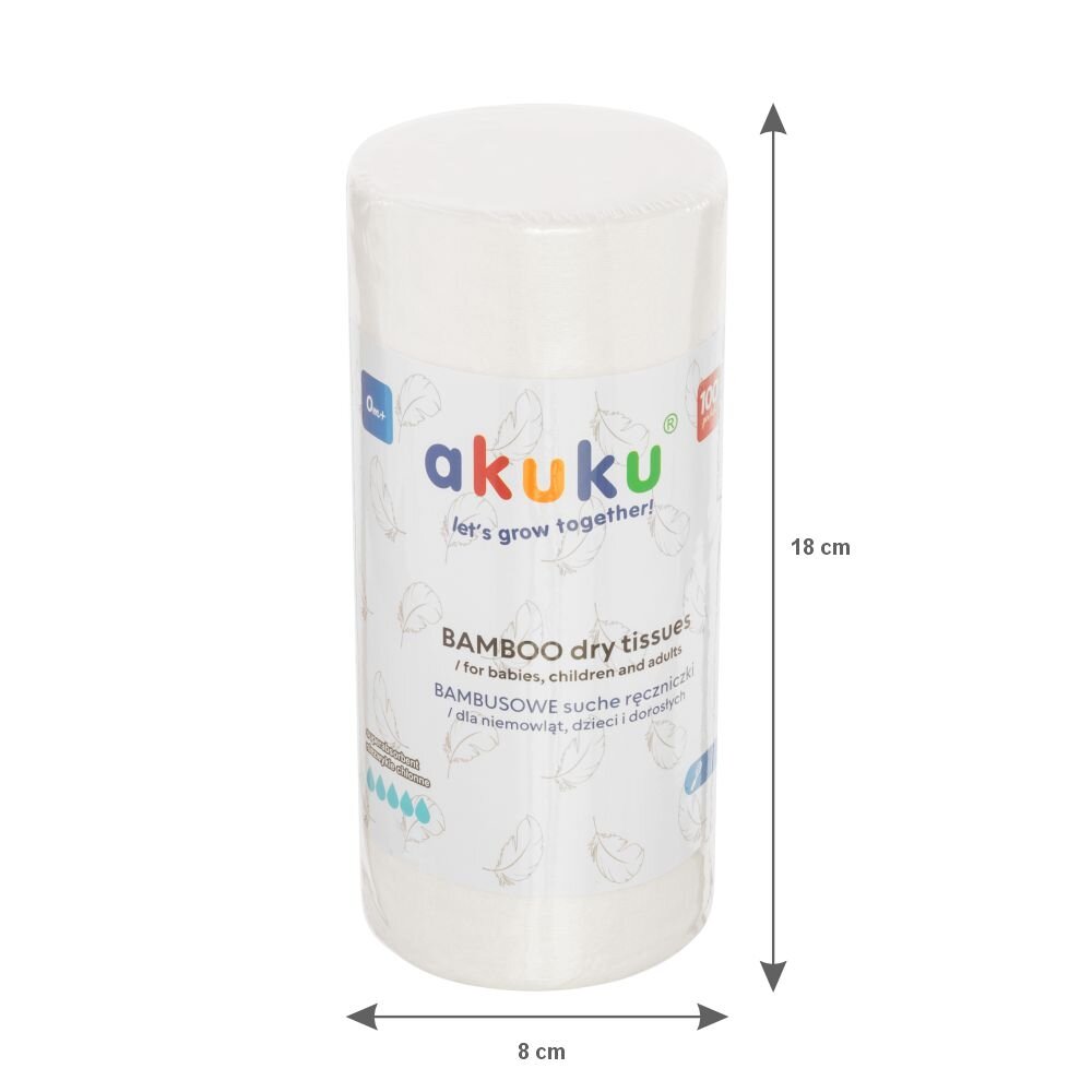 Akuku rankšluostis bambukinis ritinėlis 100vnt 18x25 A0687 5 Akuku rankšluostis bambukinis ritinėlis 100vnt 18x25 A0687 5