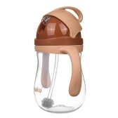 Akuku puodelis su šiaudeliu 280ml rudas A0729