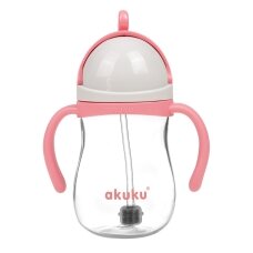 Akuku puodelis su šiaudeliu 280ml rožinis A0676 Akuku puodelis su šiaudeliu 280ml rožinis A0676