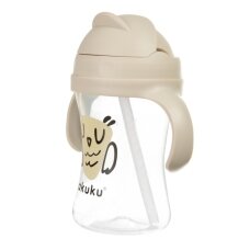 Akuku puodelis su šiaudeliu 290ml rudas pelėda A0204 Akuku puodelis su šiaudeliu 290ml rudas pelėda A0204