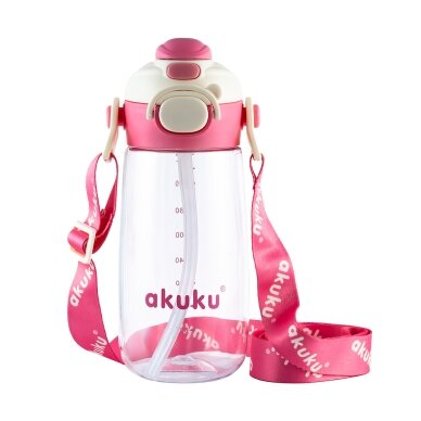 Akuku gertuvė su šiaudeliu 480ml pilkas rožinė A0725 2