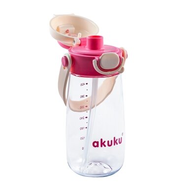 Akuku gertuvė su šiaudeliu 480ml pilkas rožinė A0725 3