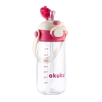 Akuku gertuvė su šiaudeliu 480ml pilkas rožinė A0725 4