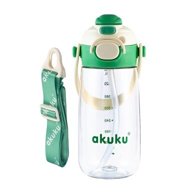Akuku gertuvė su šiaudeliu 480ml pilkas žalia A0724 1