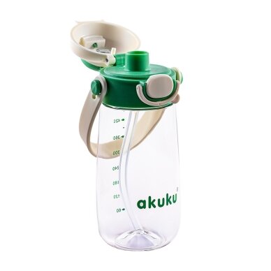 Akuku gertuvė su šiaudeliu 480ml pilkas žalia A0724 3