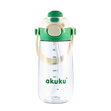 Akuku gertuvė su šiaudeliu 480ml pilkas žalia A0724