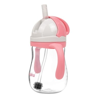 Akuku puodelis su šiaudeliu 280ml rožinis A0676 1