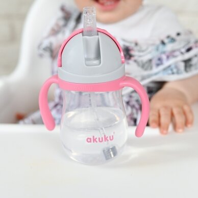 Akuku puodelis su šiaudeliu 280ml rožinis A0676 7 Akuku puodelis su šiaudeliu 280ml rožinis A0676 7