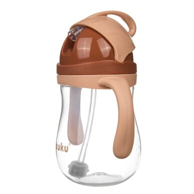 Akuku puodelis su šiaudeliu 280ml rudas A0729 1