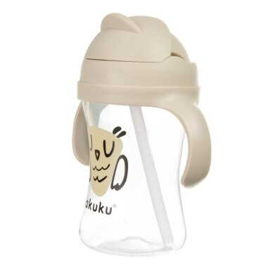 Akuku puodelis su šiaudeliu 290ml rudas pelėda A0204 1 Akuku puodelis su šiaudeliu 290ml rudas pelėda A0204 1
