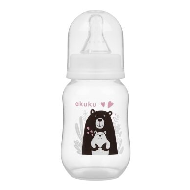 Akuku standartinis buteliukas  125ml nuo 0mėn juoda meška A0004