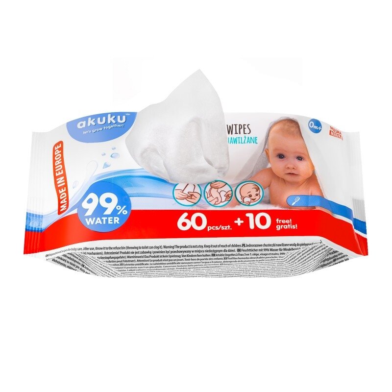 Akuku drėgnosios servetėlės vandens pagrindu 70 vnt A0031 3