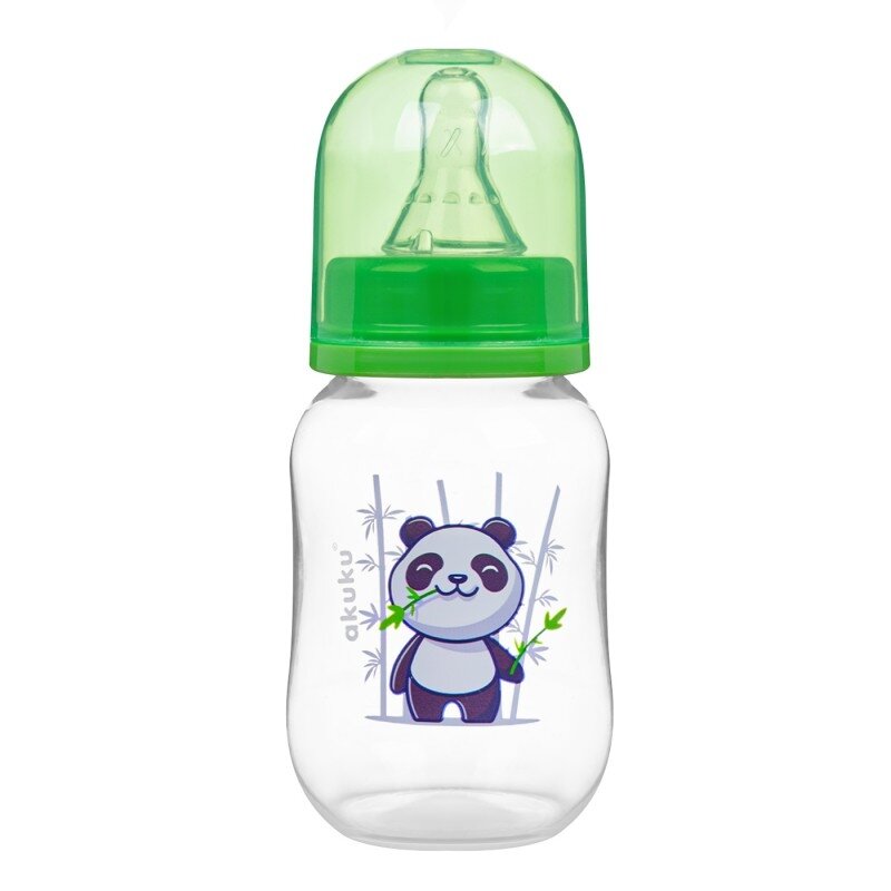 Akuku standartinis buteliukas 125ml nuo 0mėn žalias panda A0104 Akuku standartinis buteliukas 125ml nuo 0mėn žalias panda A0104