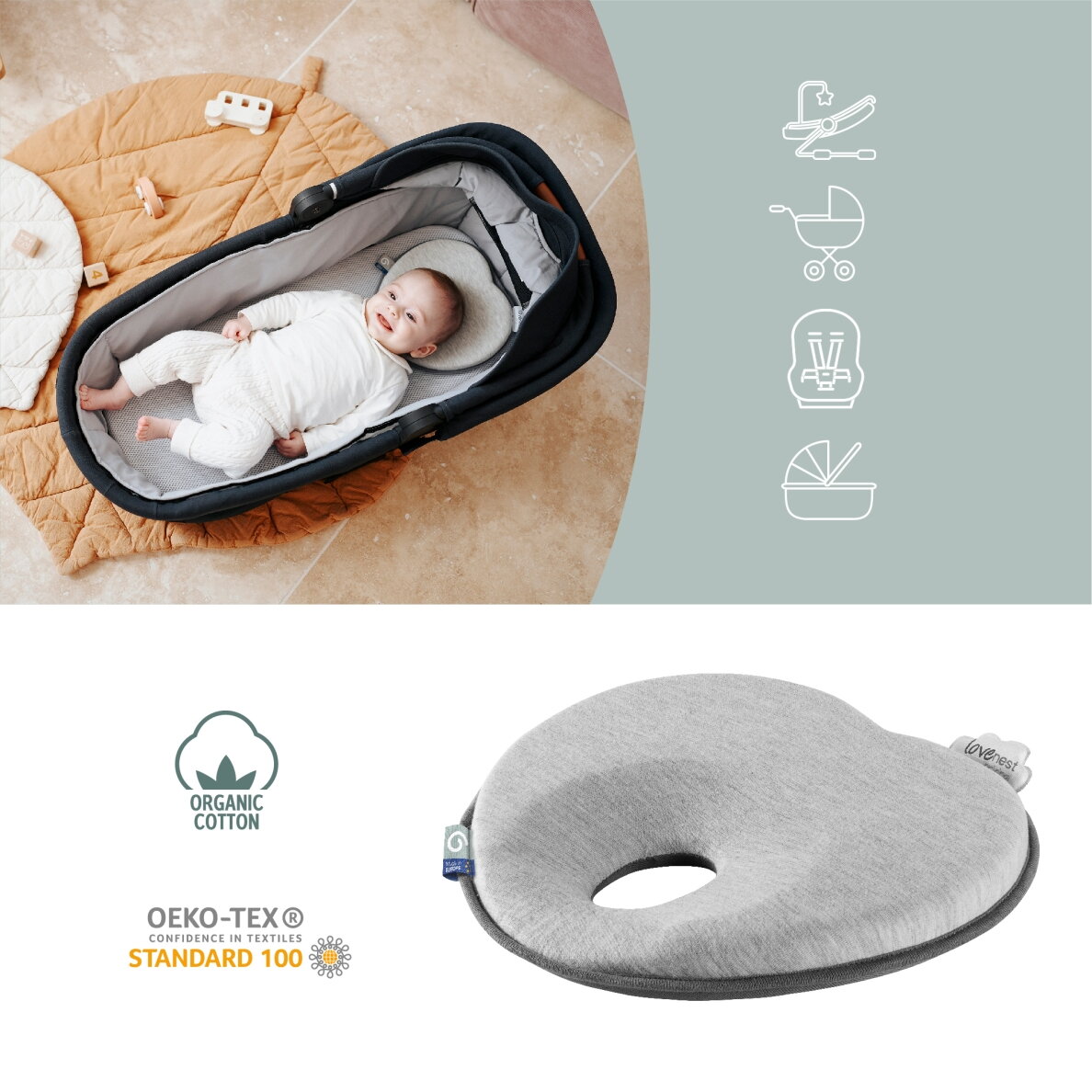Babymoov Lovenest Original Ergonomic Head Support - Smokey A050229 3 Babymoov Lovenest Original Ergonomic Head Support - Smokey A050229 3