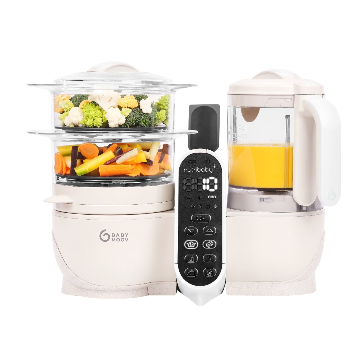 Babymoov Nutribaby + 6-in-1 multi-purpose baby food processor - Mineral Beige A001135 Babymoov Nutribaby + 6-in-1 multi-purpose baby food processor - Mineral Beige A001135
