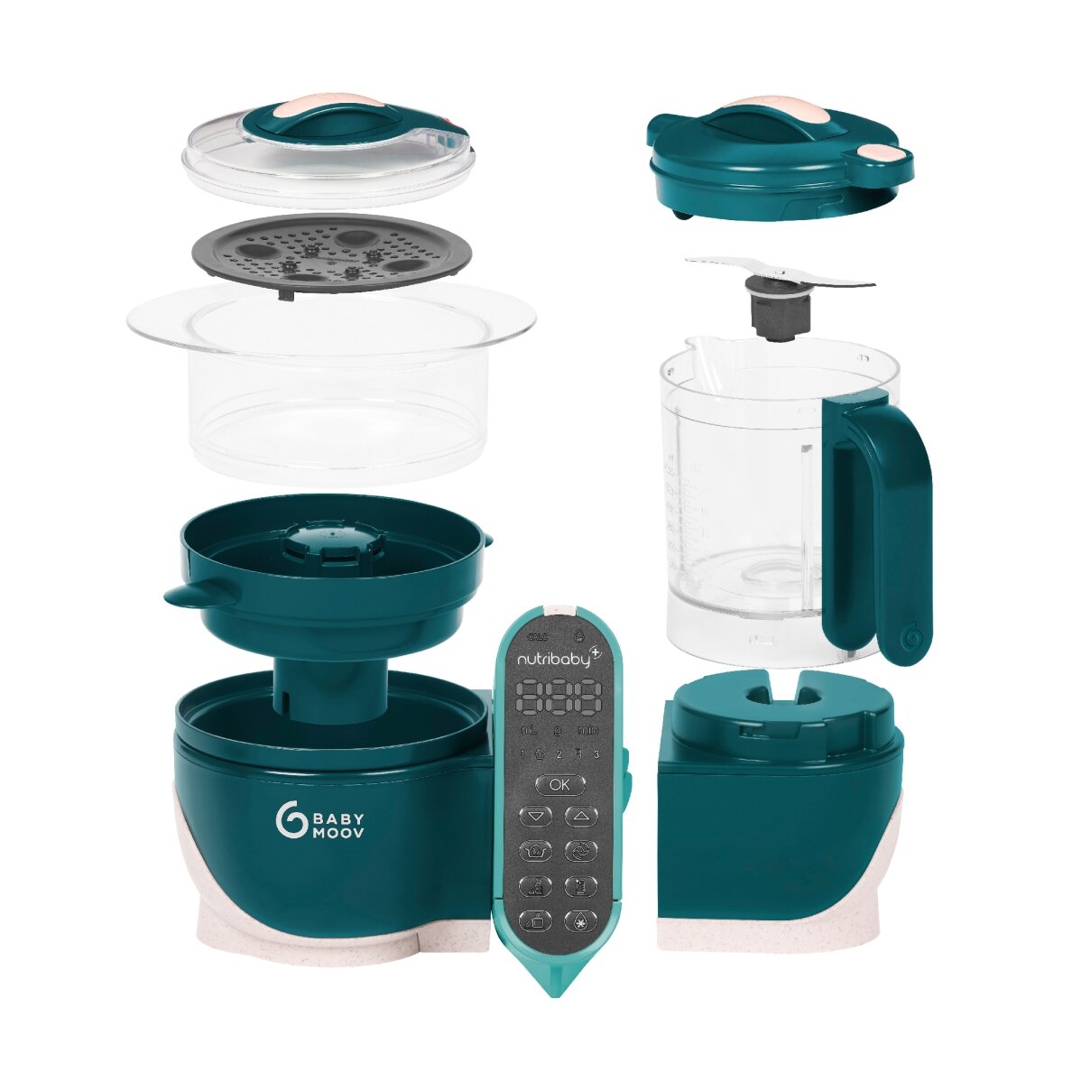 Babymoov Nutribaby + 6-in-1 multi-purpose baby food processor - Opal Green A001136 1 Babymoov Nutribaby + 6-in-1 multi-purpose baby food processor - Opal Green A001136 1