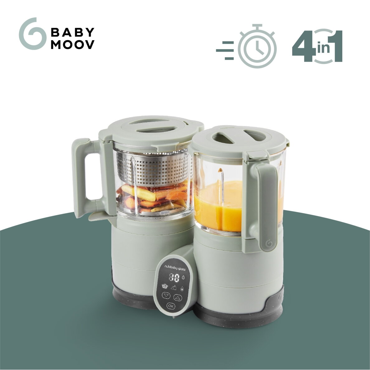 Babymoov Nutribaby Glass multifunction glass baby food maker - Celadon Green A001138 1
