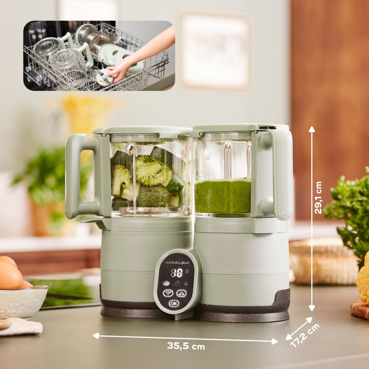 Babymoov Nutribaby Glass multifunction glass baby food maker - Celadon Green A001138 7 Babymoov Nutribaby Glass multifunction glass baby food maker - Celadon Green A001138 7