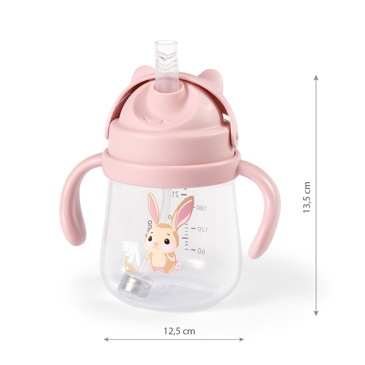 Babyono puodelis su šiaudeliu neišsiliejantis rožinis 1728/01 5 Babyono puodelis su šiaudeliu neišsiliejantis rožinis 1728/01 5