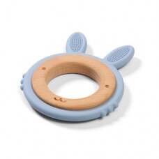 BabyOno kramtukas medinis - silikoninis mėlynas - kiškis 1076/03 BabyOno kramtukas medinis - silikoninis mėlynas - kiškis 1076/03