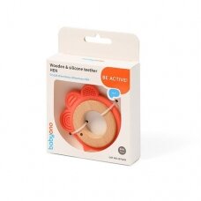 BabyOno kramtukas medinis - silikoninis oranžinis - višta 1075/03 BabyOno kramtukas medinis - silikoninis oranžinis - višta 1075/03