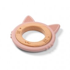 BabyOno kramtukas medinis silikoninis rožinis kačiukas 1076/02 BabyOno kramtukas medinis silikoninis rožinis kačiukas 1076/02