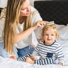 Babyono natūralių šerių plaukų šepetys šukutės mėlynas 567/04 Babyono natūralių šerių plaukų šepetys šukutės mėlynas 567/04