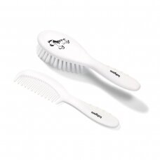BabyOno plaukų šepetys minkštas šeriais + šukutės nuo 0+ mėn baltas 570/03 BabyOno plaukų šepetys minkštas šeriais + šukutės nuo 0+ mėn baltas 570/03