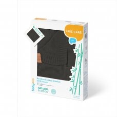 Babyono pledas megztas su kutukais bambukinis juodas 546/01 Babyono pledas megztas su kutukais bambukinis juodas 546/01