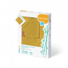 Babyono pledas megztas su kutukais bambukinis oranžinis 546/03 Babyono pledas megztas su kutukais bambukinis oranžinis 546/03