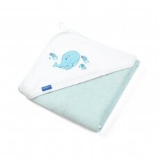 BabyOno rankšluostis su gobtuvu bambukinis 85x85 mėlynas banginis 343/05 BabyOno rankšluostis su gobtuvu bambukinis 85x85 mėlynas banginis 343/05