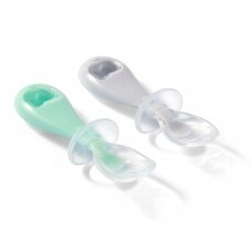 BabyOno silikoniniai šaukšteliai 2vnt pilkas mėtinis 784/02 BabyOno silikoniniai šaukšteliai 2vnt pilkas mėtinis 784/02