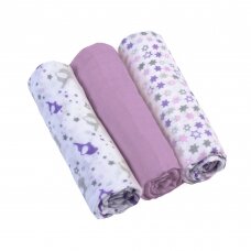BabyOno vystyklai medvilniniai 3 vnt violetiniai 348/04 BabyOno vystyklai medvilniniai 3 vnt violetiniai 348/04