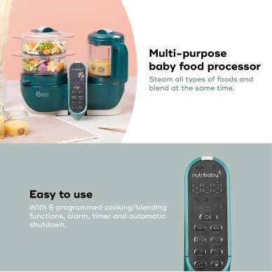 Babymoov Nutribaby + 6-in-1 multi-purpose baby food processor - Opal Green A001136 3