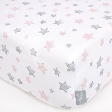 CebaBaby paklodė su guma jersey, 120*60, rožinės žvaigždės CebaBaby paklodė su guma jersey, 120*60, rožinės žvaigždės