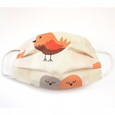 MamoTato child face mask with filter pocket, cream, birds MamoTato child face mask with filter pocket, cream, birds