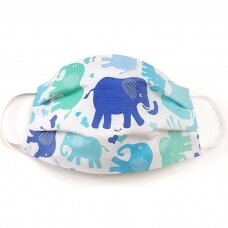 MamoTato child face mask with filter pocket, blue, elephants MamoTato child face mask with filter pocket, blue, elephants