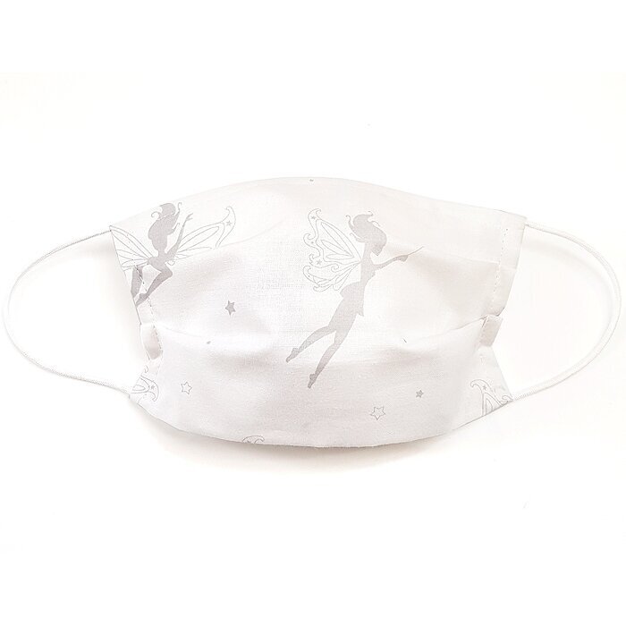 MamoTato child face mask with filter pocket, white, fairies MamoTato child face mask with filter pocket, white, fairies