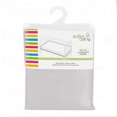 Jersey fitted sheet with elasticated edge (120x60) Grey 1