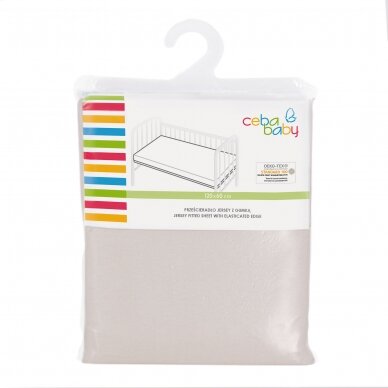 Jersey fitted sheet with elasticated edge (120x60) Beige 1