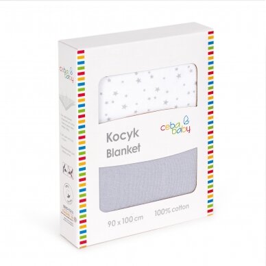 Ceba Baby Jersey Baby Blanket (90x100) Medium Stars & Grey 2